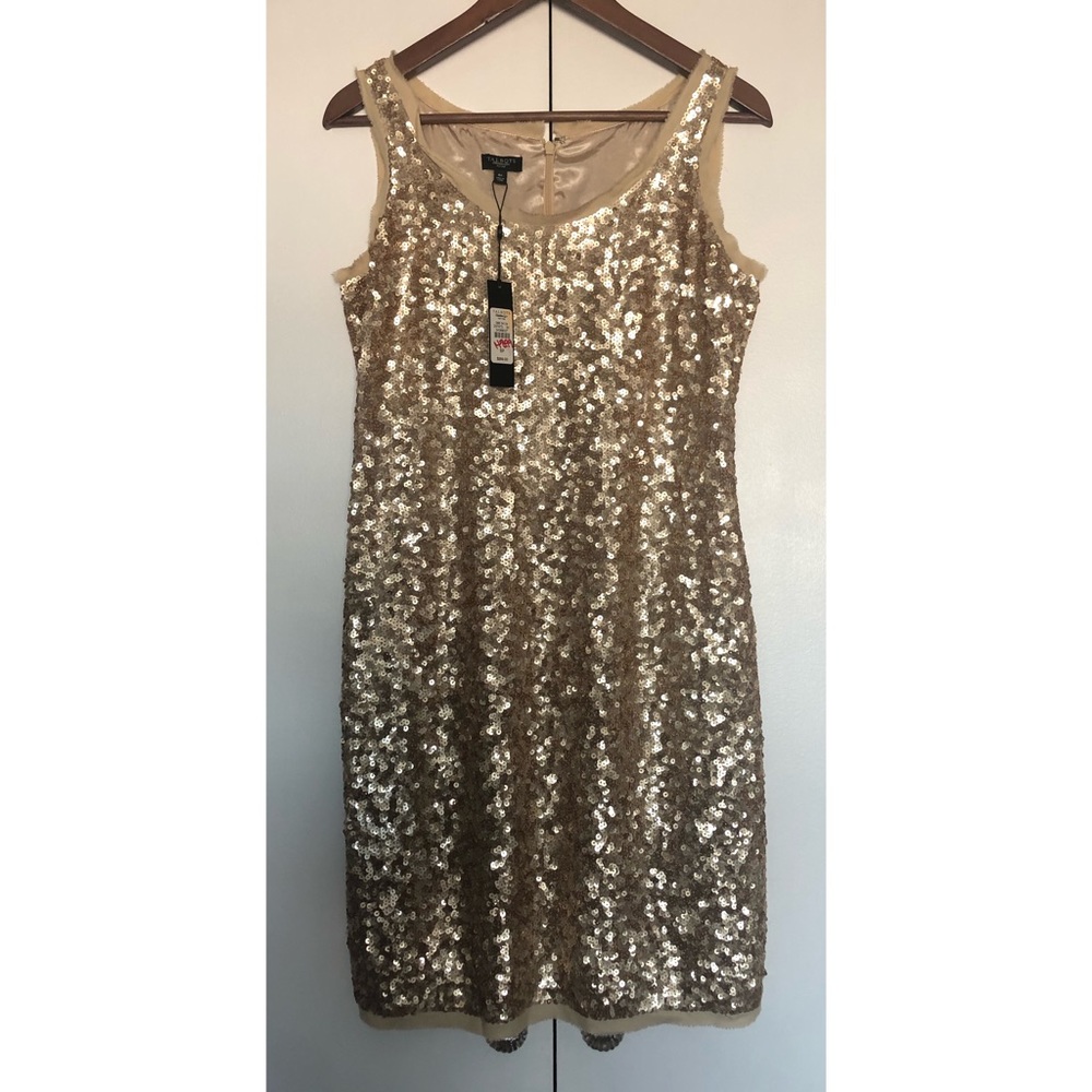 Gold sequin and silk dress